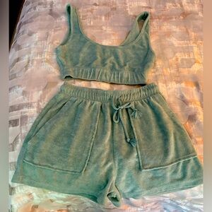 Like New  Zara Mint Green Terry Cloth Lounge Set. Ss Small